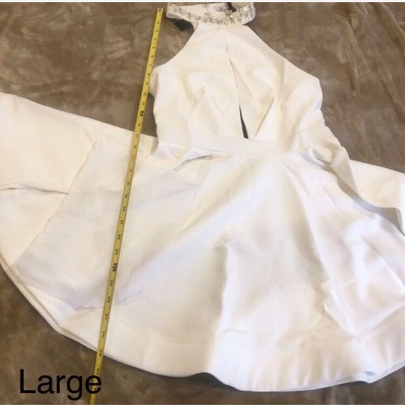 Crystal Embellished White Halter Low Front Dress with Open Back NWT S/M/L - Picture 8 of 10